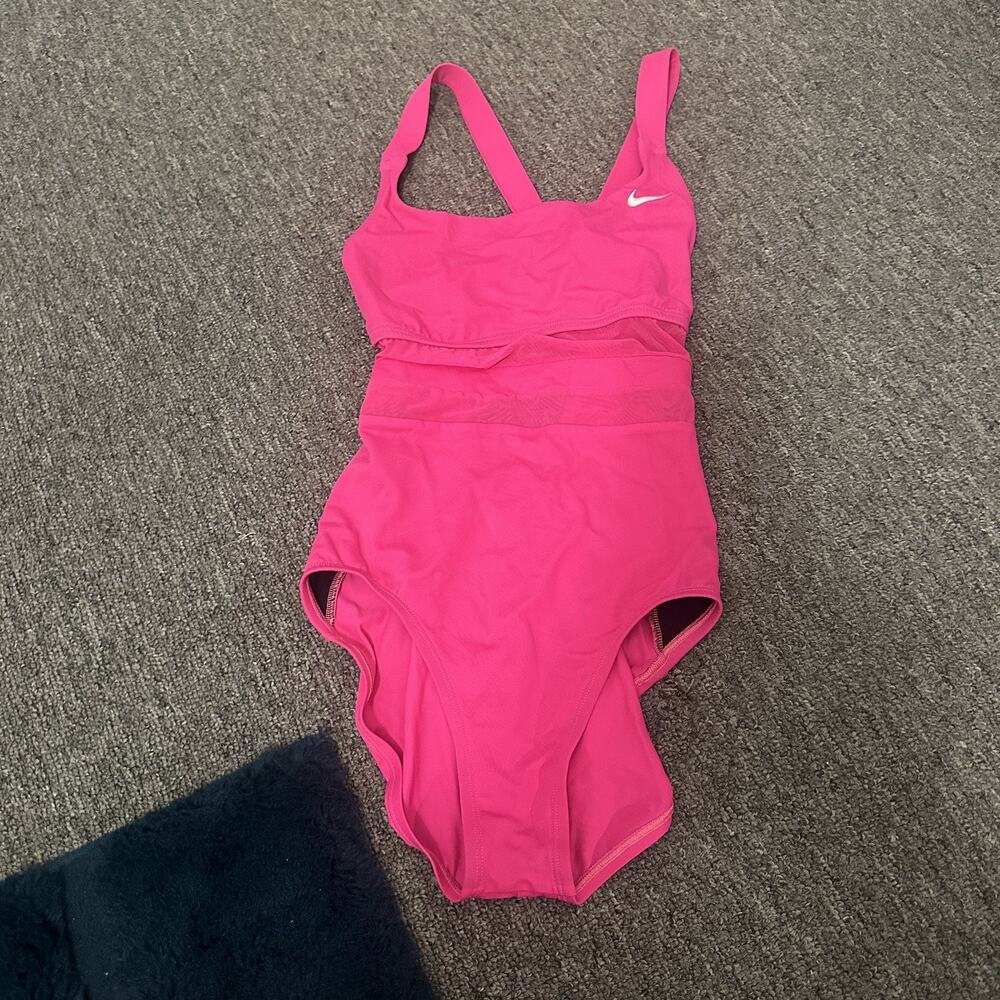 Nike Hot Pink Mesh stripes One Piece Swimsuit Women’s Size Medium